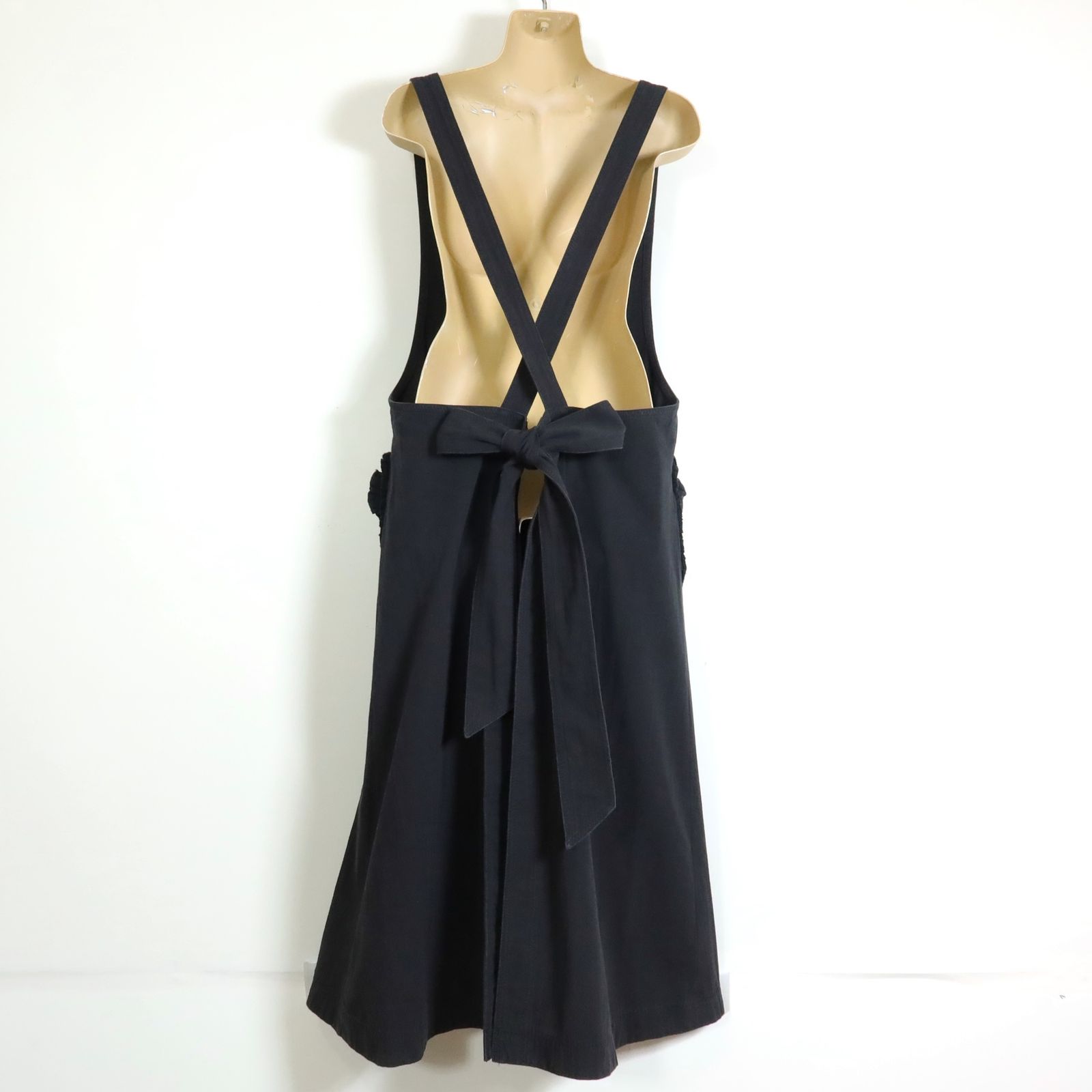 ピンクハウス　エプロン　黒 ピンクハウス☆リボン付き♪ジャンスカ風エプロン 黒系 ロゴと