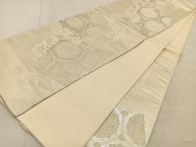 平和屋着物○太鼓柄袋帯 隆祥の世界 円相鶴 金糸 正絹 逸品