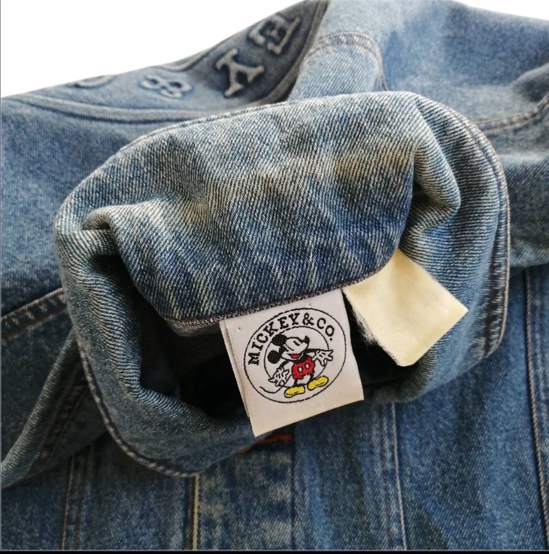 90年代 Mickey&Co. ディズニー デニムジャケット Gジャン ミッキー 型