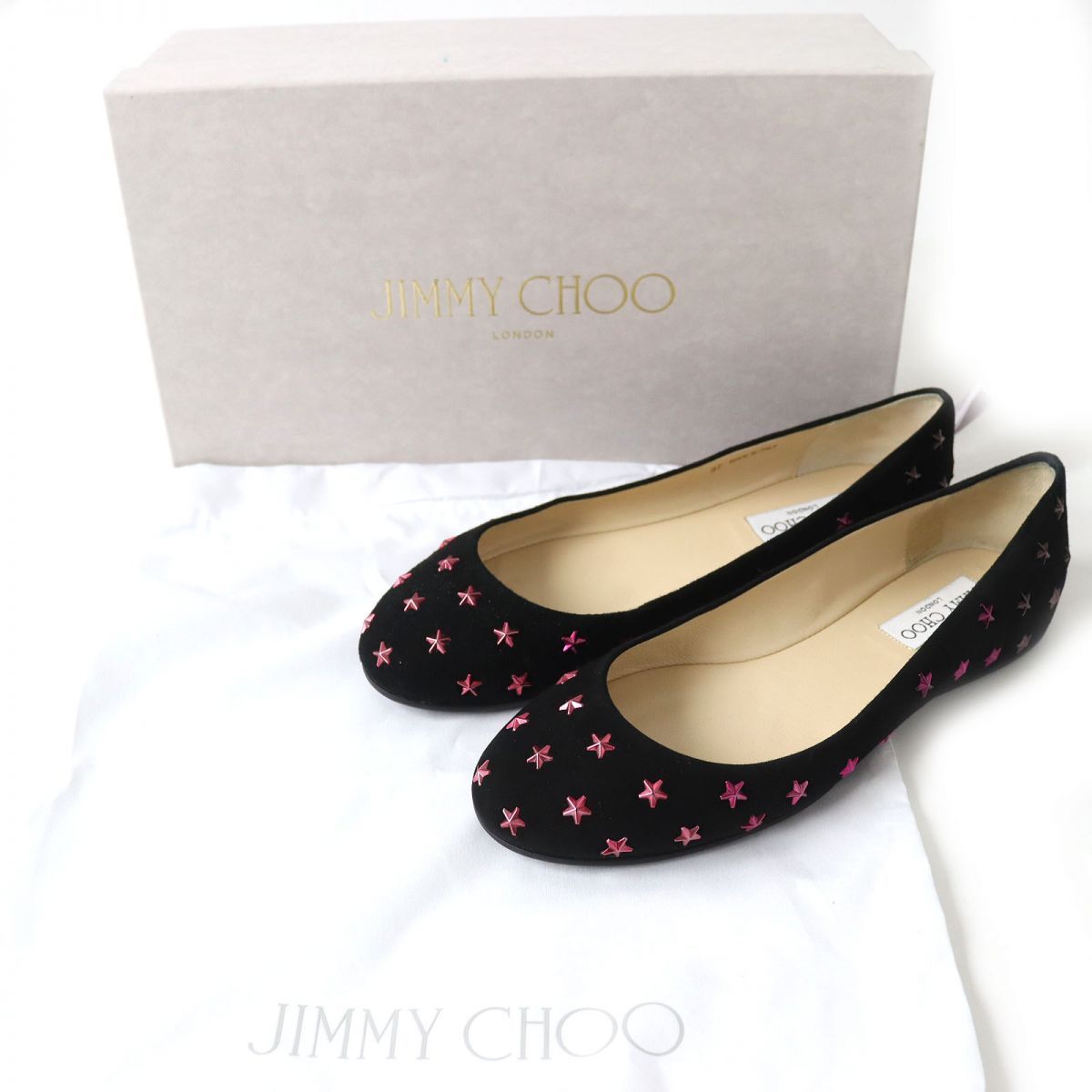 未使用品△JIMMY CHOO ジミーチュウ GWENN FLAT マルチスタースタッズ