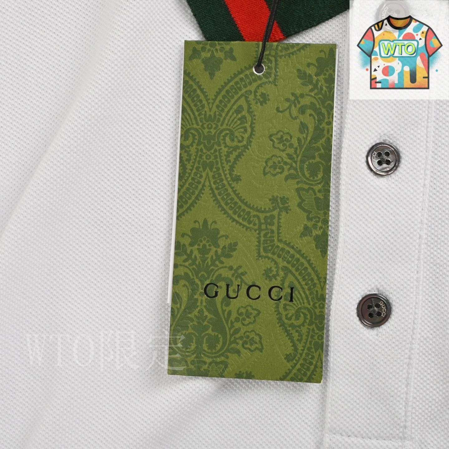 今日WTO】Gucci レッドグリーンストライプポロシャツ-KB39