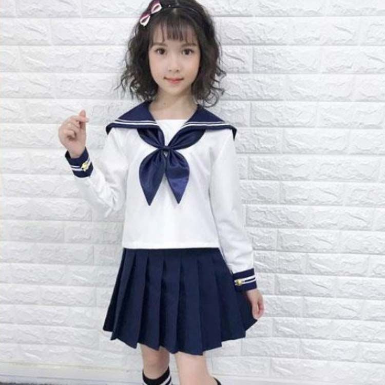 送料無料 キッズ 半袖 長袖 学生服 コスプレ 衣装 セーラー服 スーツ 子供 女の子 こどもスーツ 女子高生 制服 上下セット セーラーセット 4点セット ミニスカート シャツ ブラウス コスチュー#tomin598519