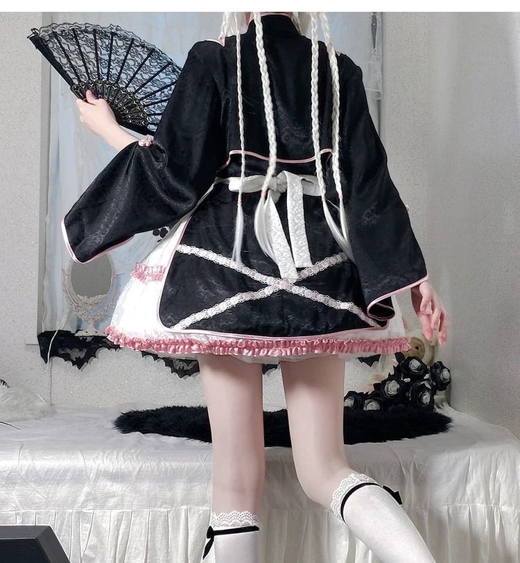 グリーン パンダ チャイナ風 ロリィタ メイド セットアップ 地雷系
