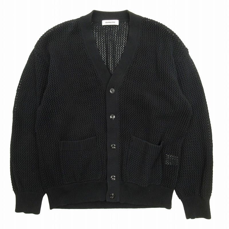 美品 モンキータイム MONKEY TIME アローズ CTN MESH V NECK CARDIGAN メッシュ編み Vネック ニット カーディガン  オーバーサイズ コットン 8328-183-0042 サイズM 黒 ブラック メンズ/1 - メルカリ