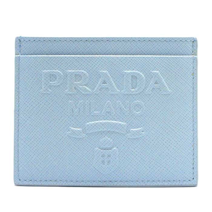 プラダ PRADA マチなしカードケース 1MC025 2D1Q F0076 SAFFIANO EMBOSS CELESTE アウトレット レディース