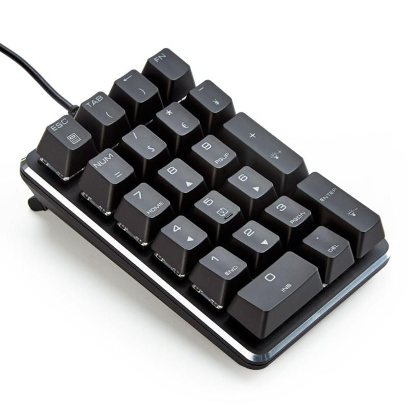 テンキーボード メカニカル式 有線 テンキーパッド 21キーテンキー バックライト 5000万回高耐久 USB接続 ブラックWindows 対応(茶軸)