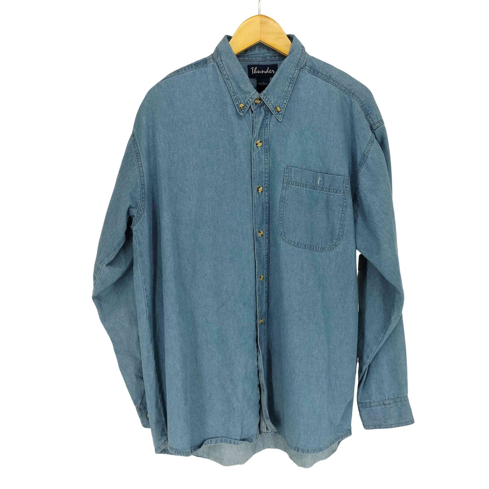 ユーズドフルギ USED古着 Trunder 90s バックプリントデニムシャツ メンズ  L