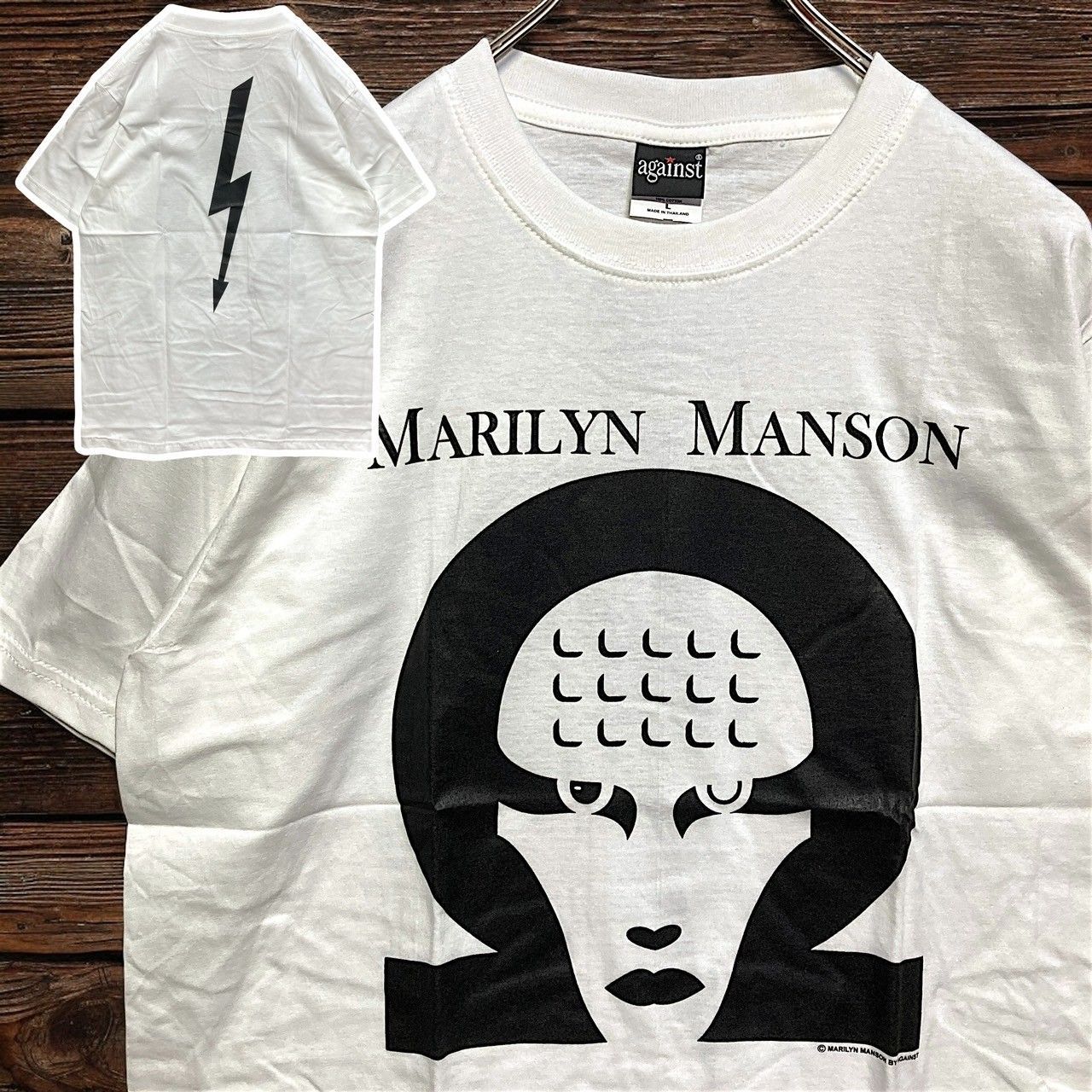 マリリンマンソン MARILYN MANSON サンダー 稲妻 白 バンド Tシャツ