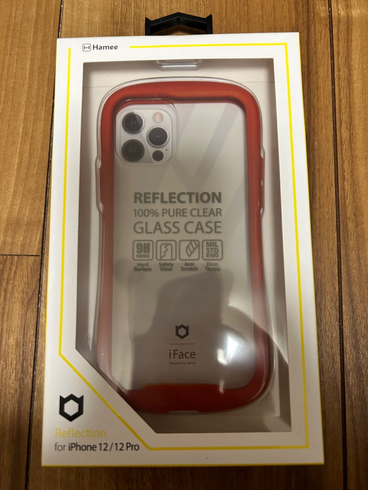 アイフェイス　iFace Reflection iPhone 12/12 Pro ケース クリア 強化ガラス (レッド) 【外箱日焼け&テープの剥がれ跡あり】【アウトレット倉庫在庫】