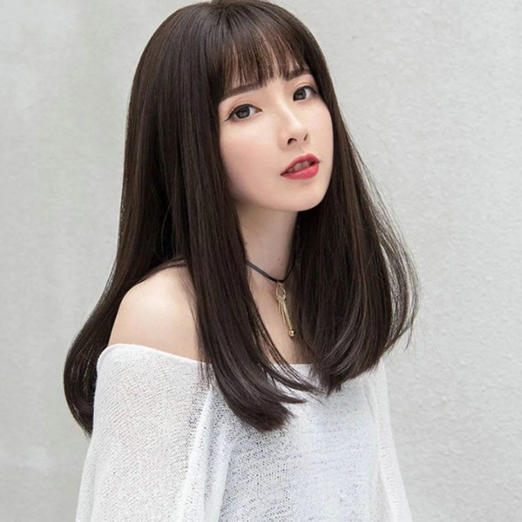 値下げしました！！高級人毛100% フルウィッグ ミディアム ナチュラルブラック 新品】高級人毛100% フルウィッグ ミディアム ナチュラルブラック①