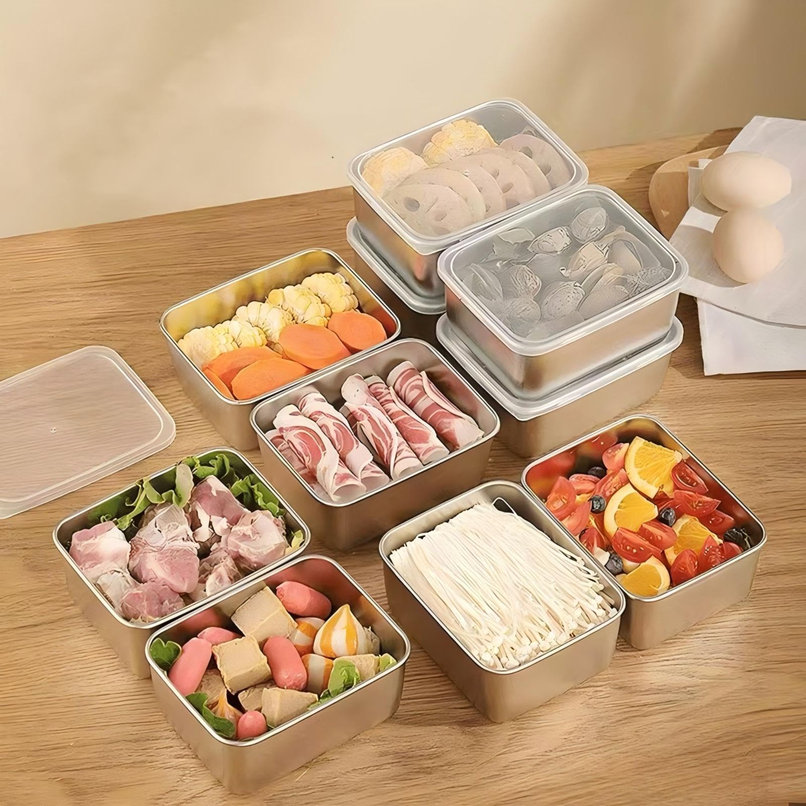 調理器具 6点セット 冷蔵庫対応 キッチン用食品保存容器 600ml