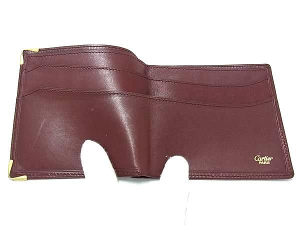 未使用級✨Cartier マストドゥカルティエ　2つ折り財布　レザー　ボルドー 55%OFF】カルティエ Cartier マストライン ボルドー 財布 2