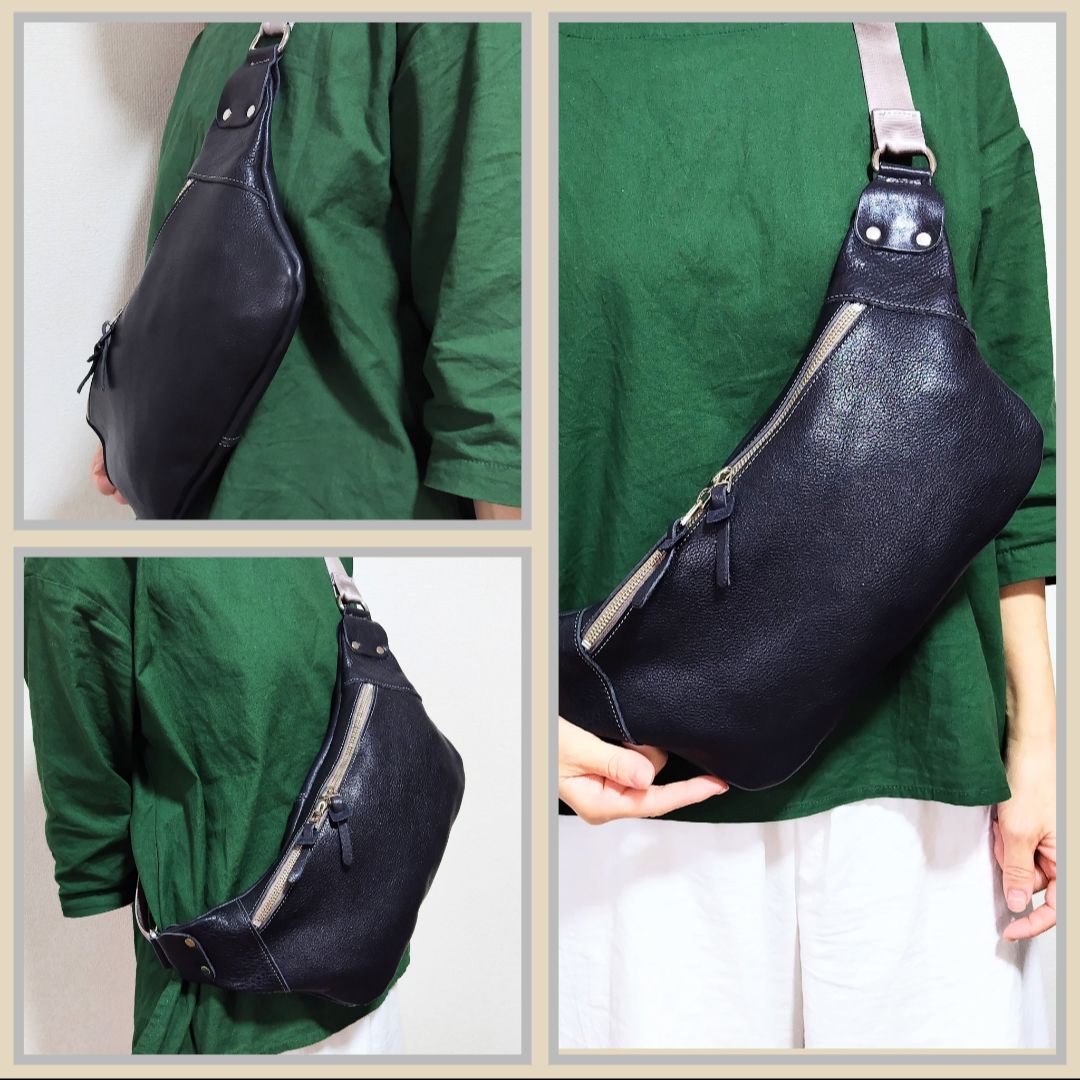 ★匠職人／ハンドメイド★　ヌメ本革　ボディバッグ　キャメル　クリーマー加工　新品 ハンドメイド】ヌメ本革 ボディバッグ クリーマー加工 ブラウン