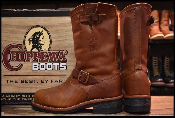 8.5E 箱付 良品 黒タグ】Chippewa チペワ エンジニア 91066 茶 タン 