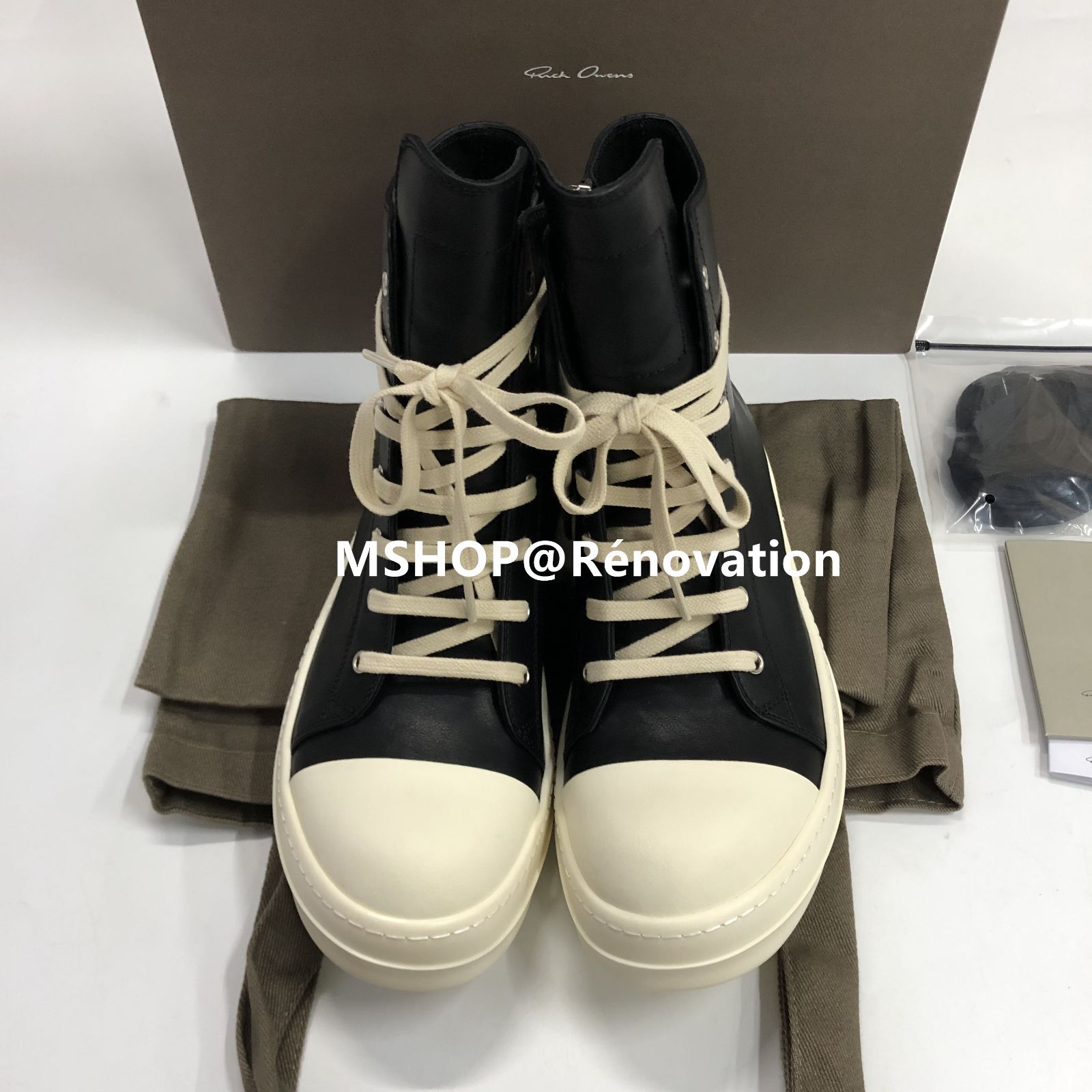 Rick Owens ハイカットレザースニーカー 44 - メルカリ