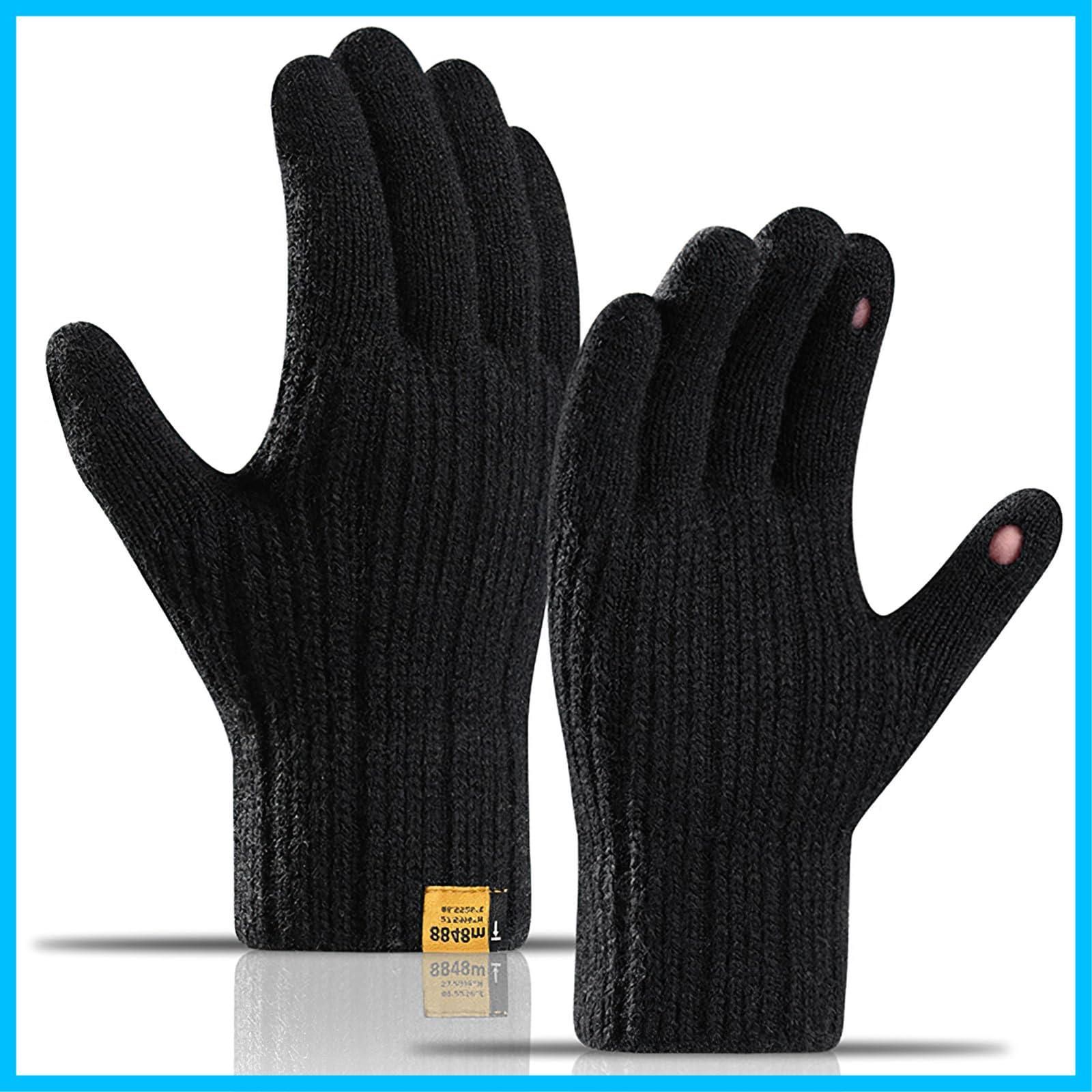 通学 通勤 作業用 自転車 秋冬 バイク アウトドア ストレッチ性 ニット手袋 暖かい 厚手 肌に良い素材 裏起毛 スマホ対応 防寒 2指出し設計 裏起毛でつけたら24時間暖かく続き 防寒手袋 メンズ 手袋 AOY