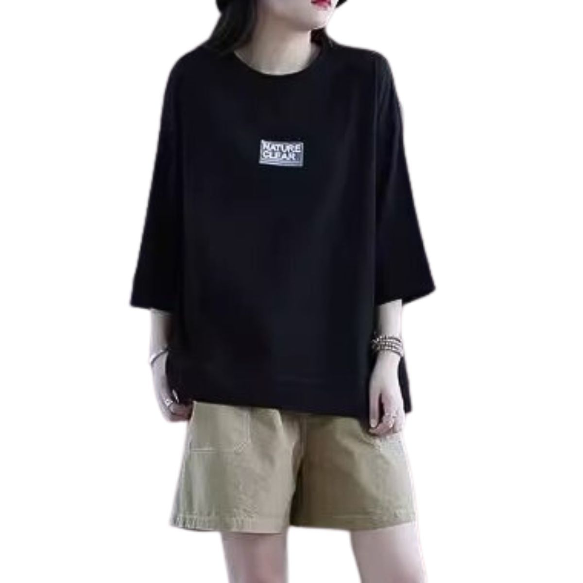 ルーズ 半袖 Tシャツ ワンポイントロゴ 五分袖 韓国 7色 hr9258 27751_008.jpg