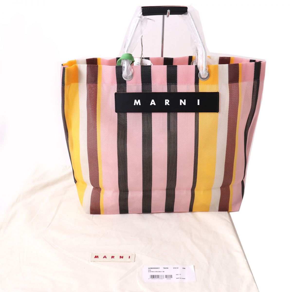 未使用△2022年 MARNI マルニ フラワーカフェストライプ トートバッグ