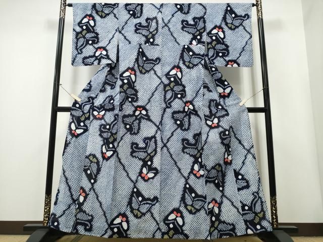 平和屋着物∴夏物 浴衣 有松鳴海絞り 網目舞蝶文 綿 ♥ CAAY4502ng