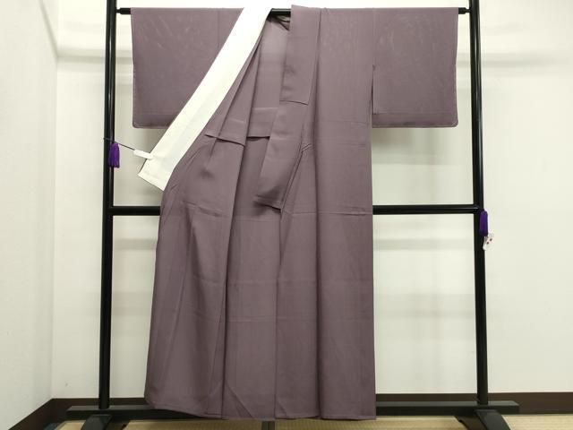 平和屋着物▽上質な色無地 単衣 葡萄鼠色 正絹 逸品 AAAW1583fy