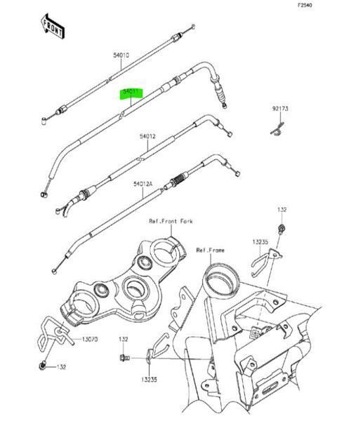 カワサキ ニンジャ 400 クラッチケーブル Cable Clutch 54011-0570 KAWASAKI 純正 Genuine JDM 未使用 メーカー純正品