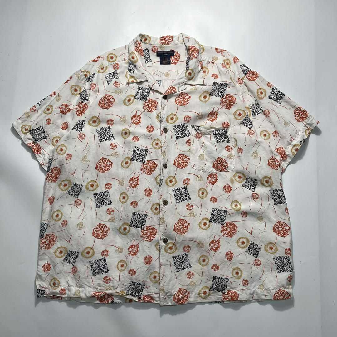 半袖リネン レーヨンシャツ 総柄 XL 開襟 オープンカラー 6766 - メルカリ