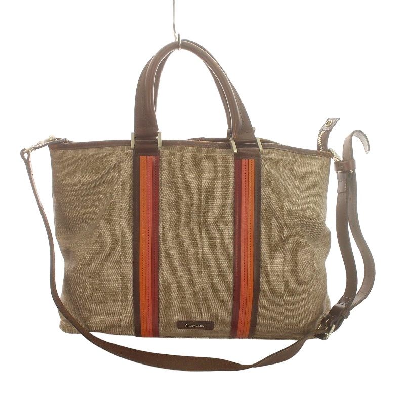 ポールスミス PaulSmith ショルダーバッグ キャンバス×レザー カーキ×ブラウン バッグ ポールスミス PAUL SMITH トートバッグ ショルダーバッグ 2WAY 斜