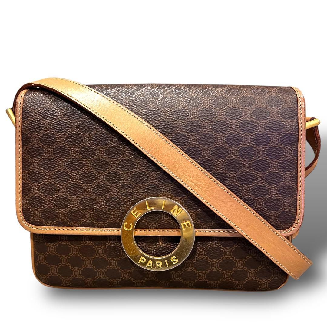 美品 CELINE セリーヌ マカダム柄 ショルダーバッグ サークル 美品 CELINE セリーヌ マカダム柄 ショルダーバッグ サークル