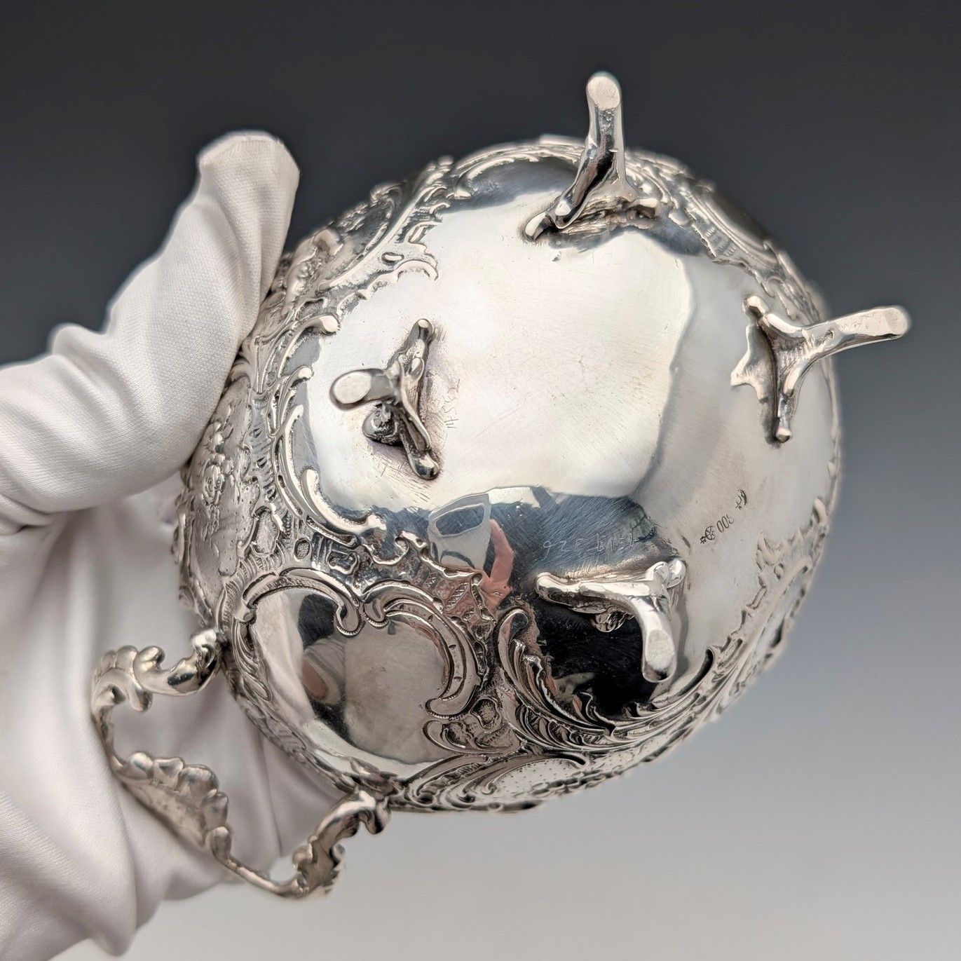 1900年頃 ドイツアンティーク 800シルバー製 2ハンドルボウル 140g  