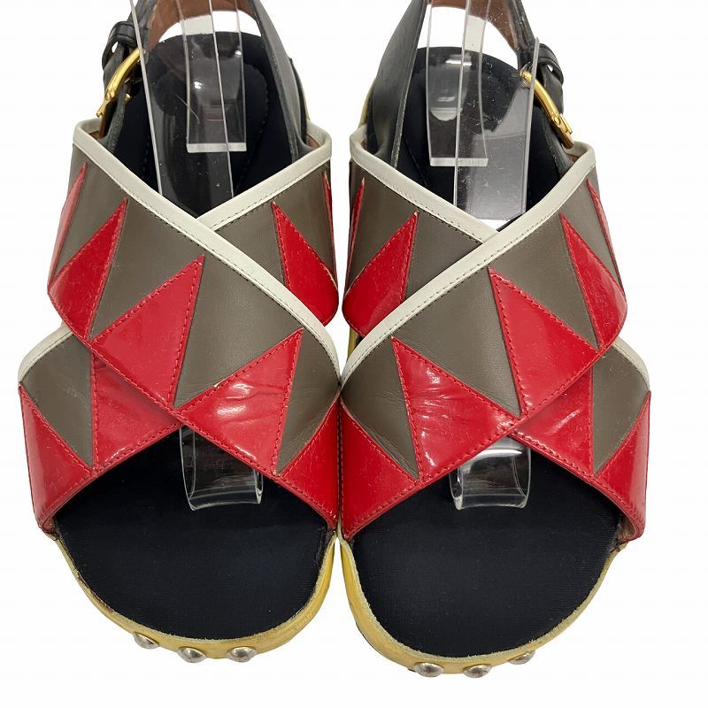 マルニ マルチカラー レザー サンダル フスベット マルニ MARNI FUSSBETT フスベット クロスレザーサンダル