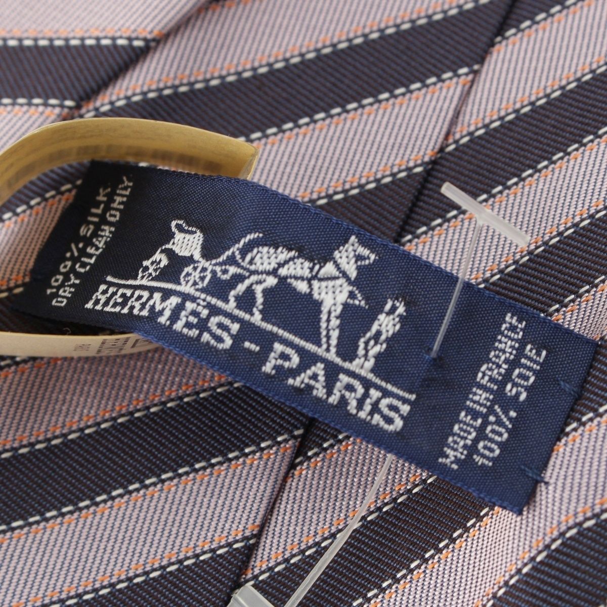 【美品】HERMES エルメス ネクタイ　H柄　ドット　シルク　パープル エルメス シルク100% ストライプ ネクタイ パープル ネイビー