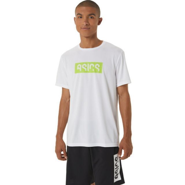 asics アシックス ASICS HEX GRAPHIC DRY SS ブリリアントホワイトXライムゼスト L 2031D819 100 | スポーツ メンズ L ホワイト 白 服 衣類 衣料品ウェア ウェア トップス 半袖シャツ シャツ Tシャツ ポリエ アシックス⁄asicsHEXグラフィック ドライ フーディ フード パーカー