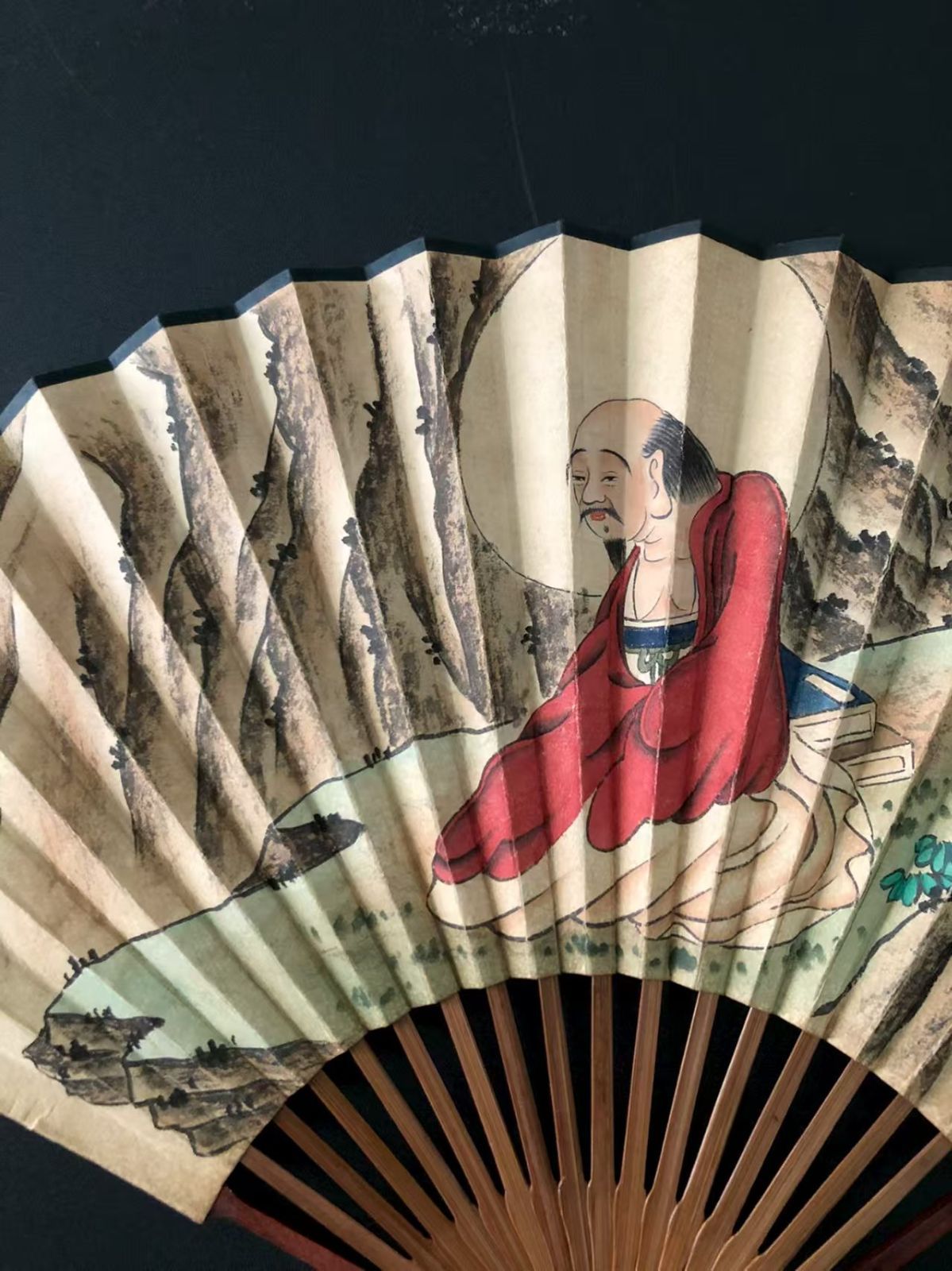 扇面純手描き作品.観賞品.文房置物.中国骨董25090714