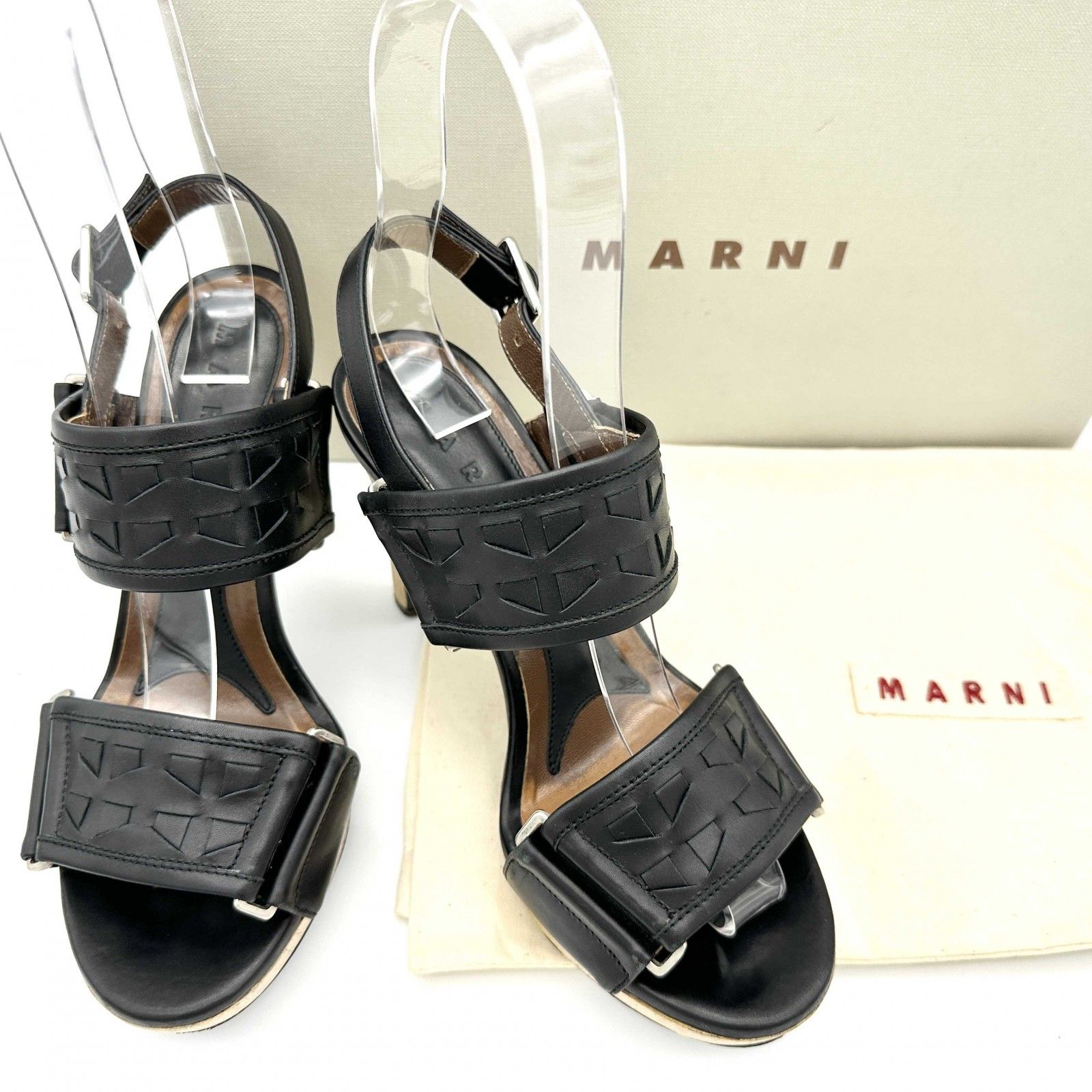 Marni サンダル 本革 レザー バックストラップ ブラック 1183A
