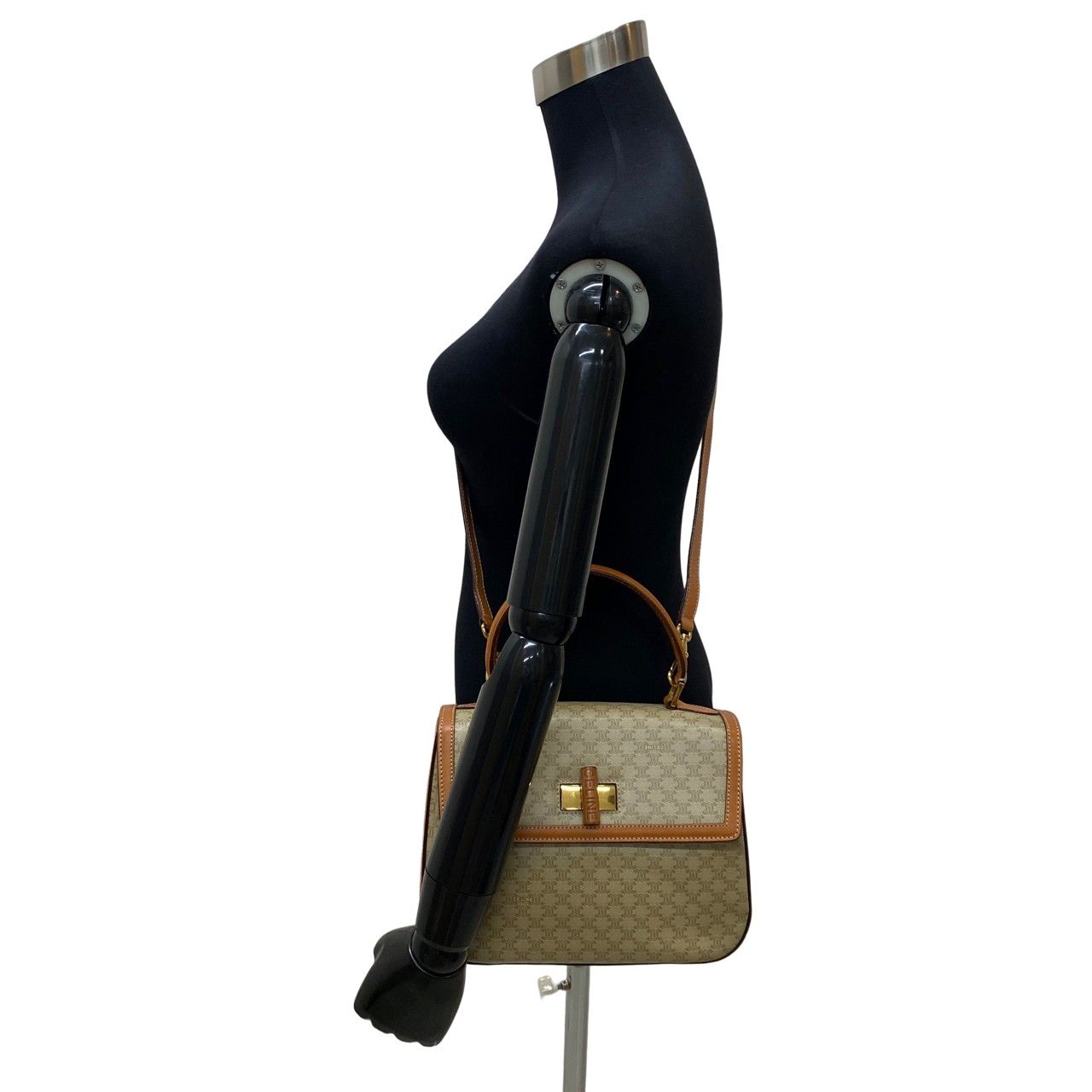 極 美品 CELINE セリーヌ マカダム ブラゾン トリオンフ ターンロック 