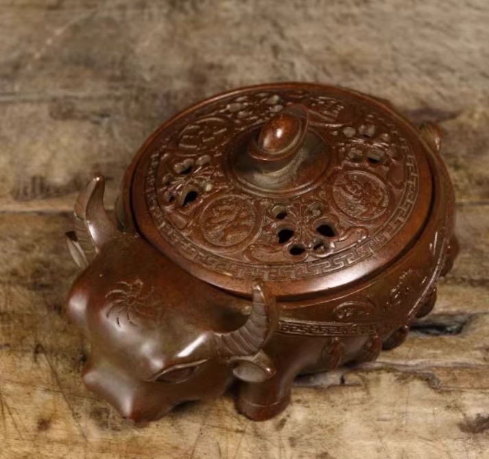 銅 細工 如意牛香炉 香道具 灰皿 装飾品 工芸品 美術品 置物 - メルカリ