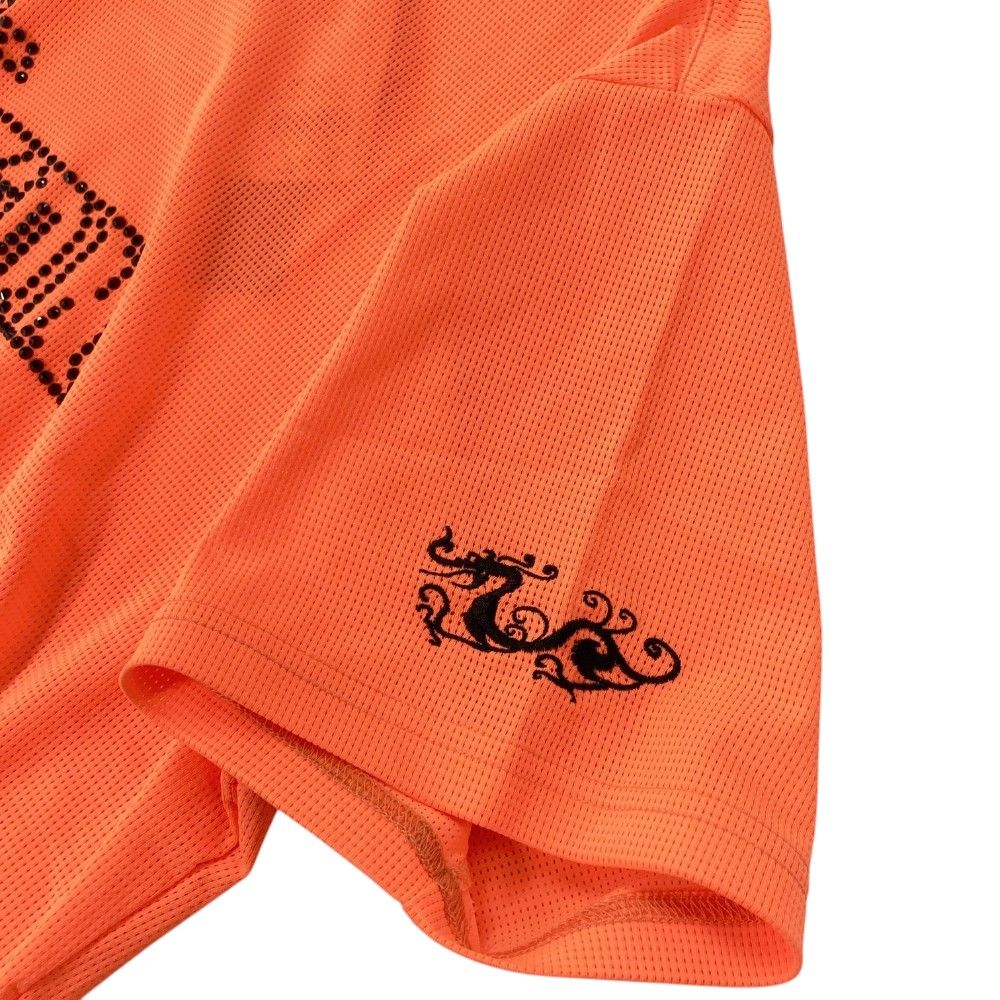 サイズ：3 DANCE WITH DRAGON ダンスウィズドラゴン 2023年モデル ハイネック 半袖Tシャツ メッシュ  オレンジ系 [240101240151] ゴルフウェア メンズ ストスト サイズ：3 DANCE WITH DRAGON ダンスウィズドラゴン 2023年