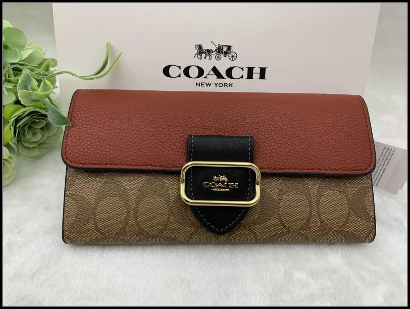 COACH 長財布 コーチ 財布 レディース シグネチャー キャンバス モーガン スリム ウォレット プレゼント 贈り物 ギフト ファッション ブランド 新作 新品 未使用 CP246 C350-X1