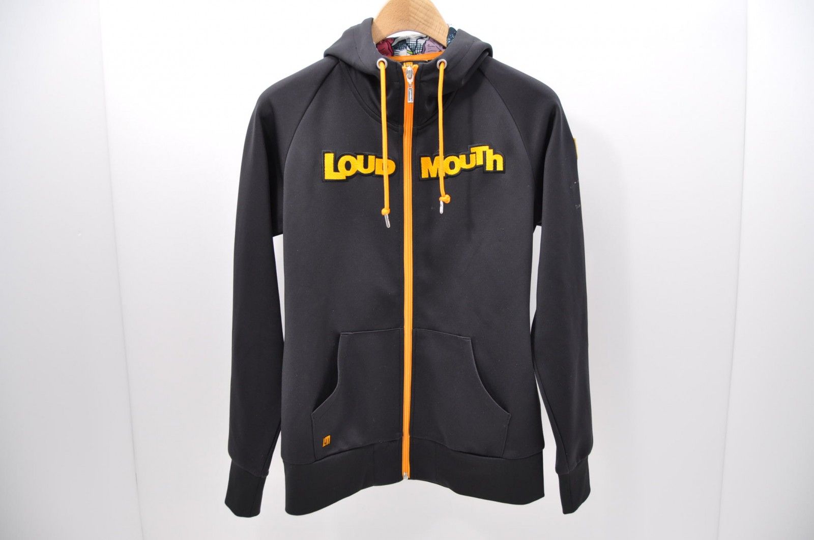 中古 レディース ラウドマウス LOUDMOUTH フルジップアウター L 黒 ブラック 長袖 パーカー 花柄