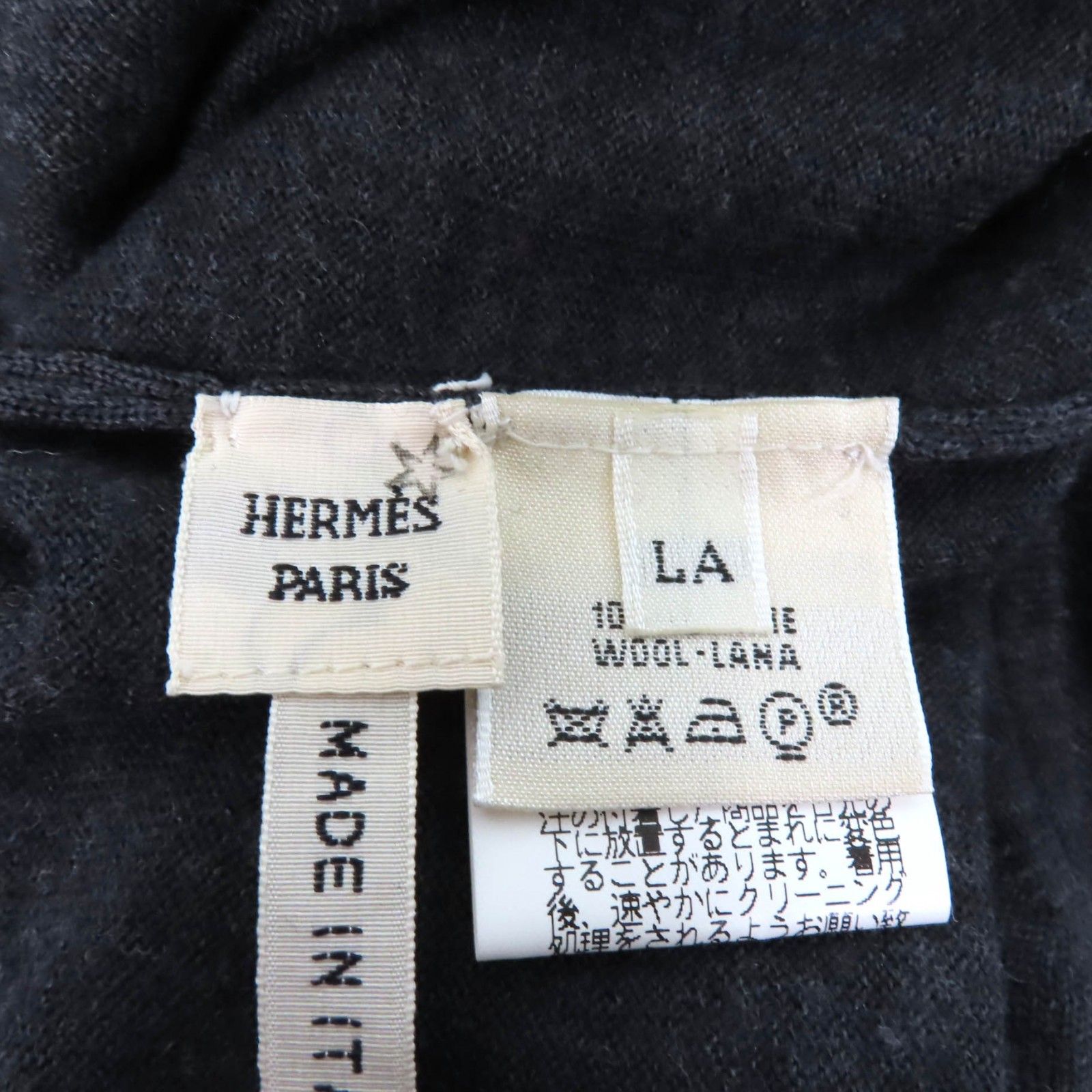 ☀ HERMES エルメス ウール100％ タートルネック 無地 長袖 ニット セーター トップス グレー LA イタリア製 レディース