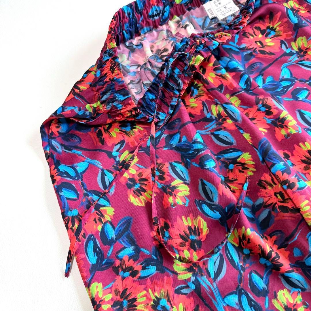 ハウスオブロータス フラワープリントウエストギャザーパンツ