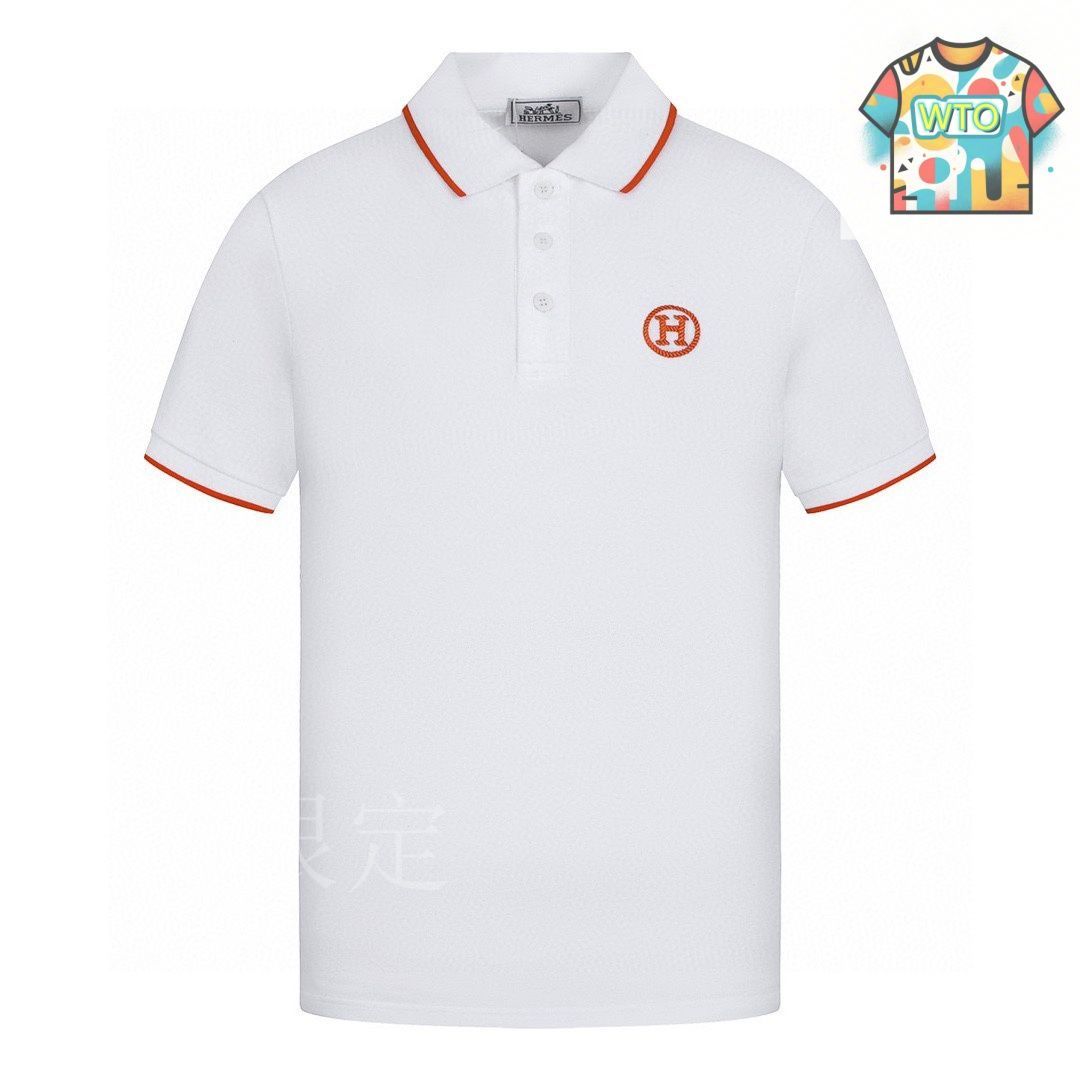 HERMES ストライプ ポロシャツ L H embroidered buttoned polo shirt | Hermès USA