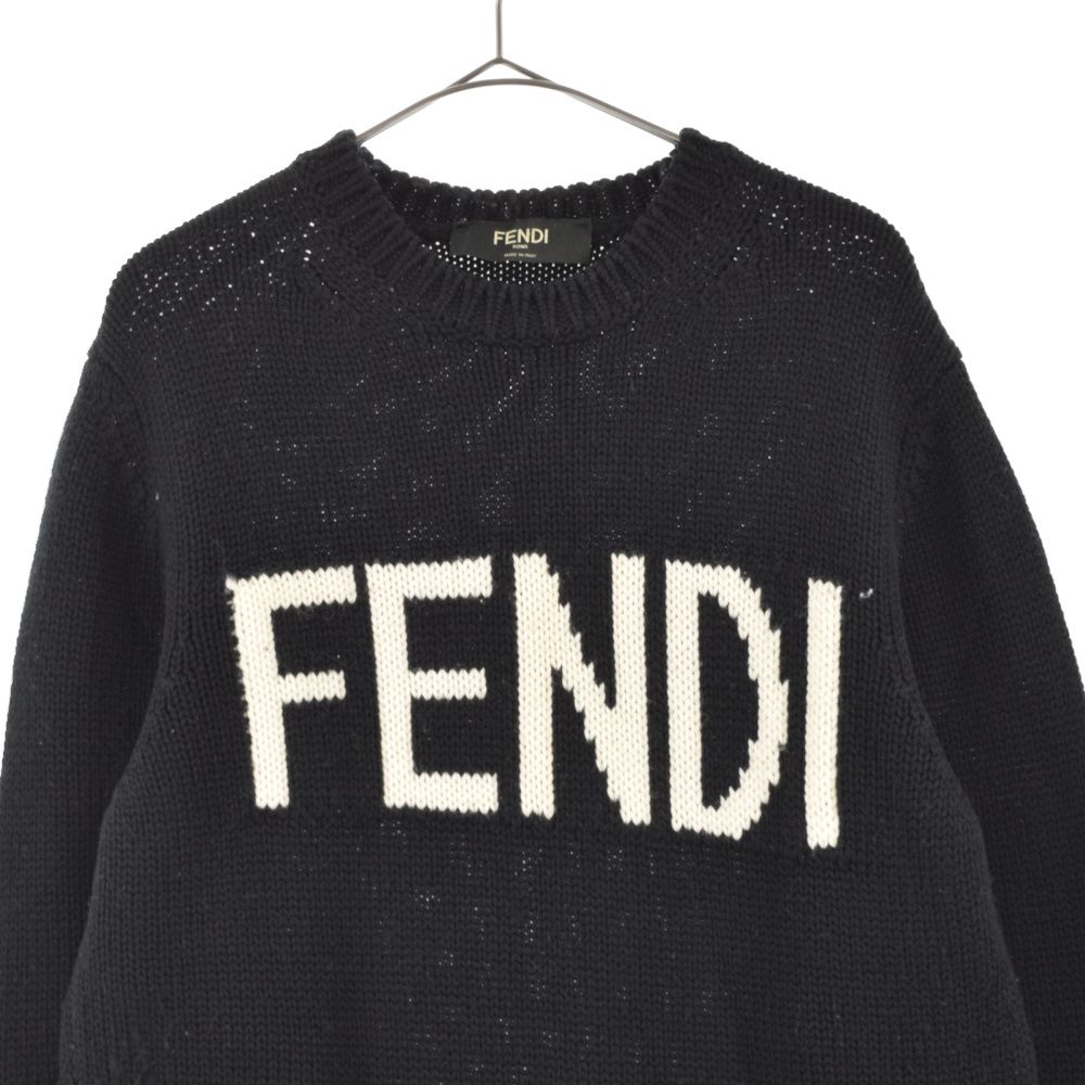 FENDI (フェンディ) Logo Intersia Knit ロゴ クルーネックニット 