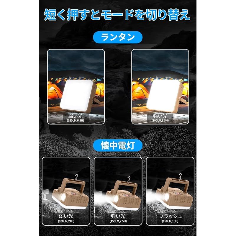 OTVEE LEDランタン キャンプランタン アウトドア ライト Type-c