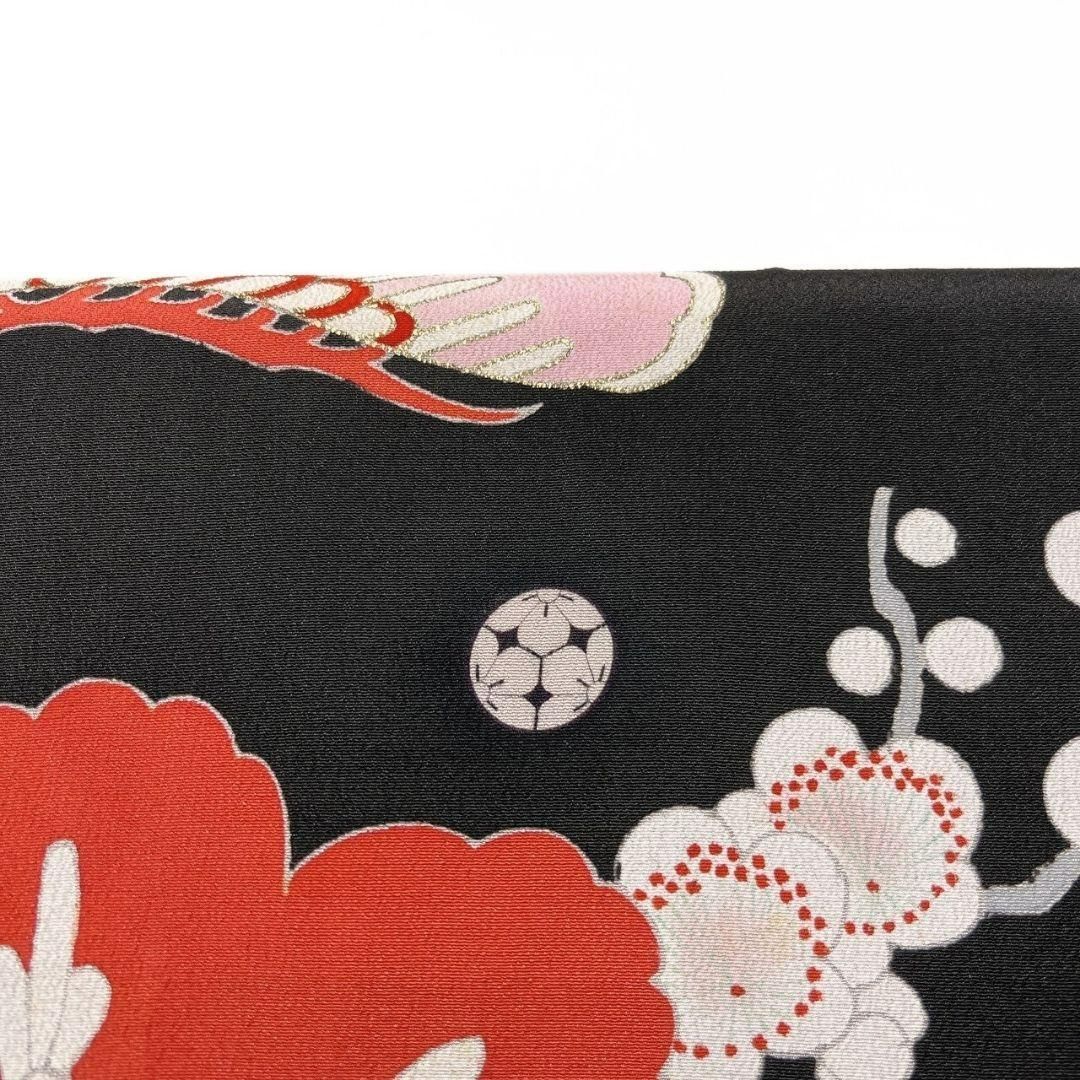 アンティーク 金駒刺繍 刺繍 鶴 扇 梅花 振袖 成人式日 着物 024a p 