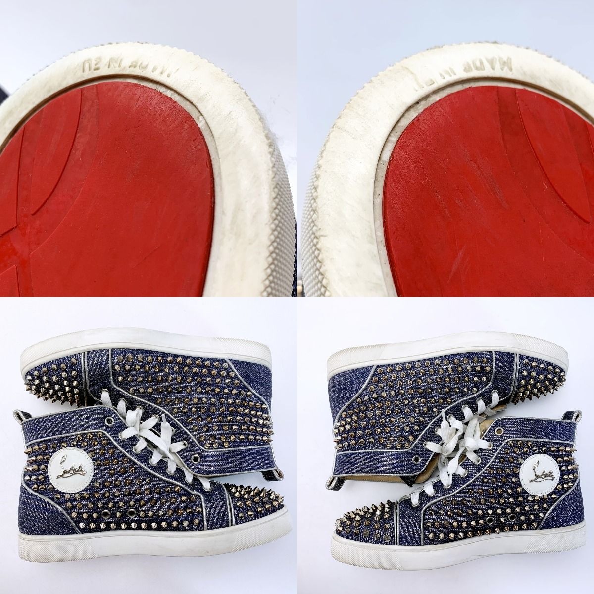 Christian Louboutin クリスチャンルブタン スタッズ デニム ブルー 