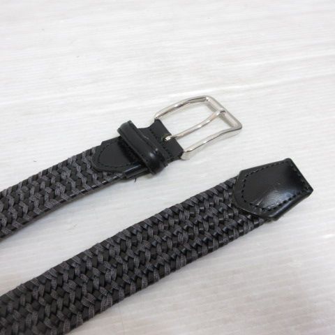 タケオキクチ TAKEO KIKUCHI レザー メッシュ 編み込み ベルト 黒