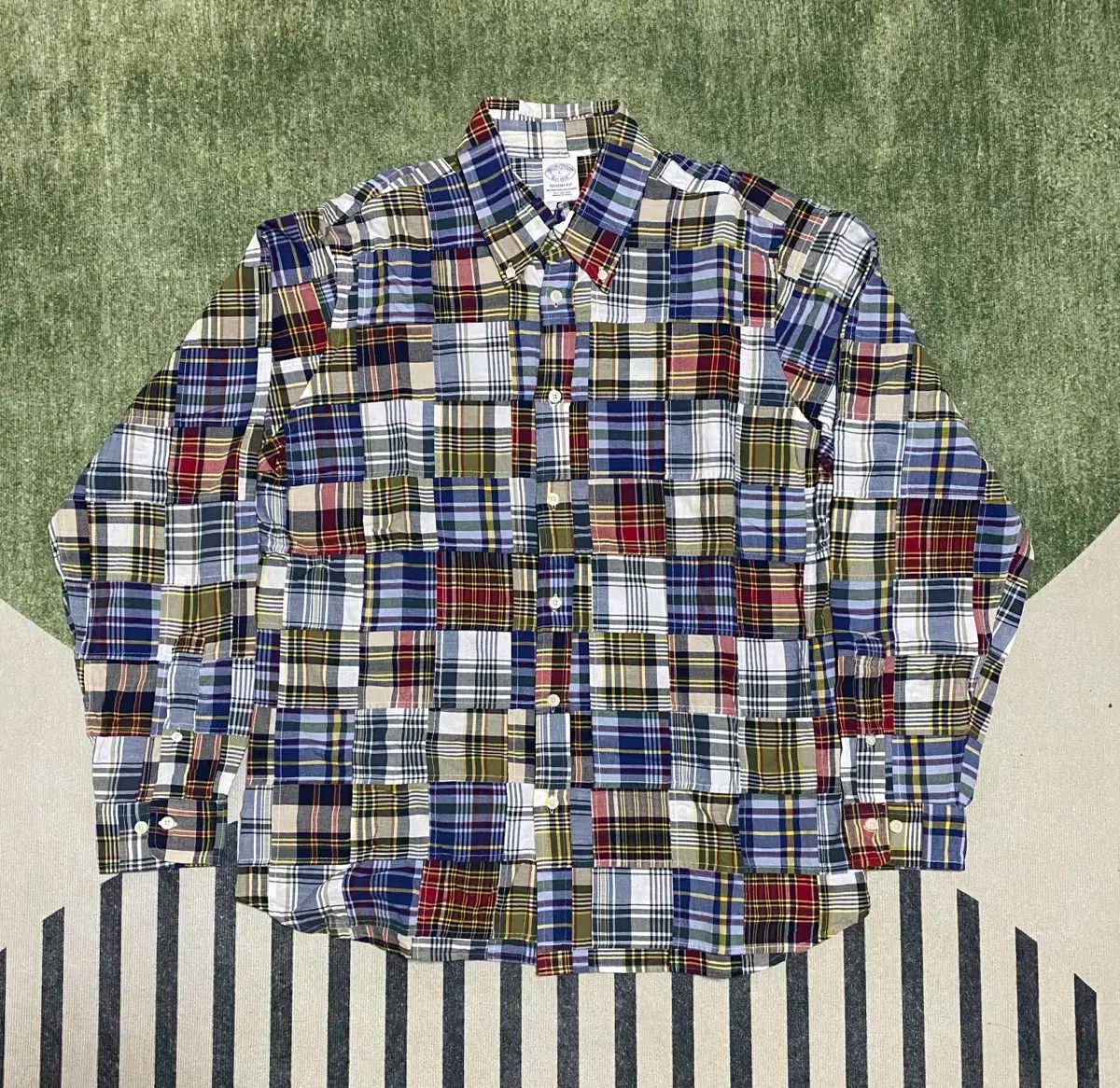 Brooks Brothers ブルックス ブラザーズ リージェントフィット マドラスチェック パッチワーク スポーツ シャツ L