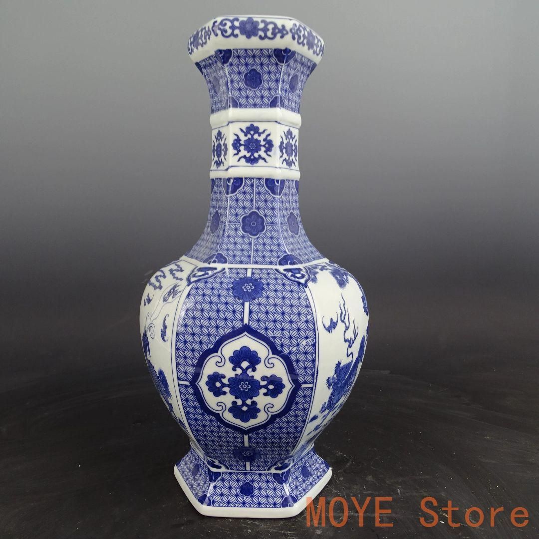大清乾隆青花麒麟紋八方瓶 景徳鎮 陶磁器 装飾品 現代工芸品