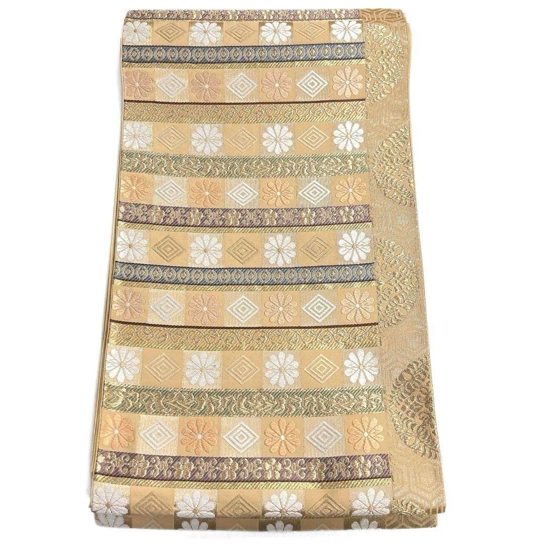 横壇市松菊花武田菱華紋袋帯着物122a p